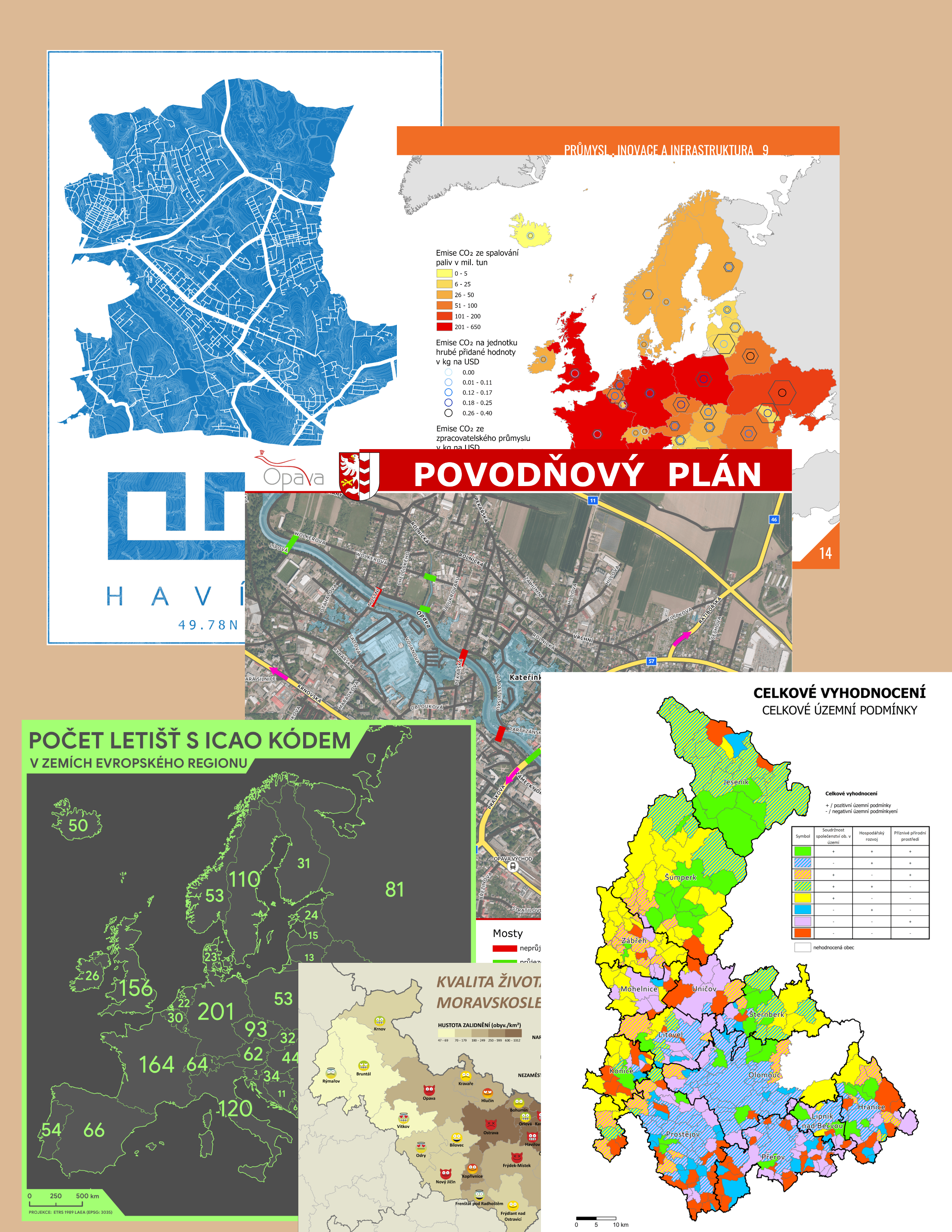Kartografický návrh mapy Havířova
